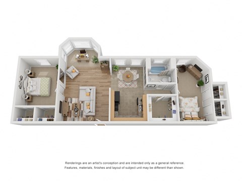 Floor plan for 2 beds, 1 bath, 810 sqft
